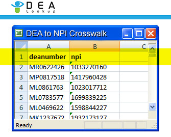 DEA to NPI Crosswalk example
